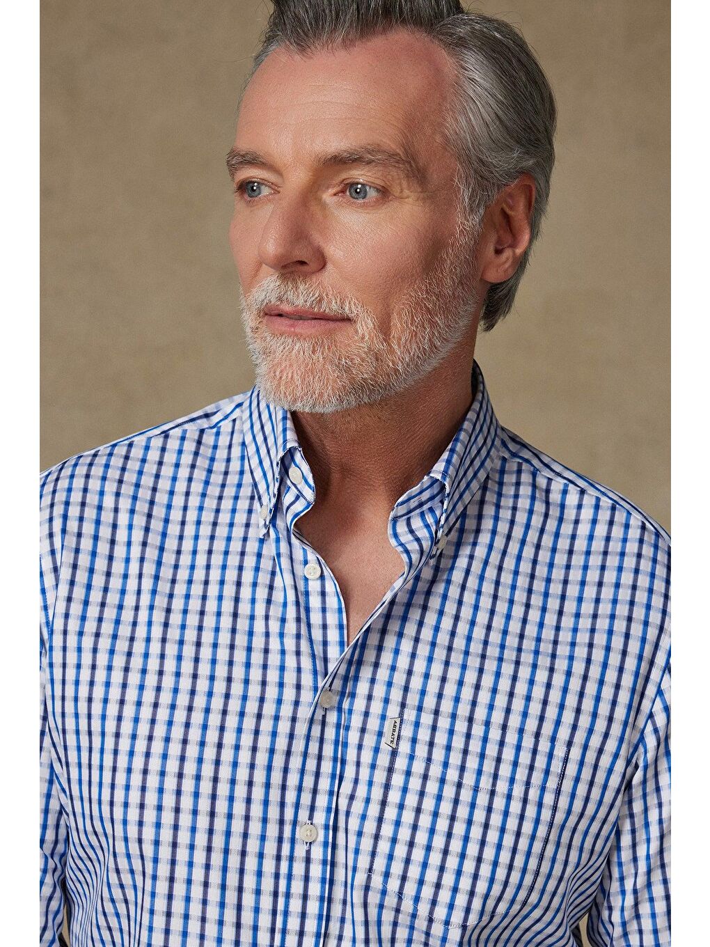 Aldo Armür Pamuklu Comfort Fit Açık Mavi Düğmeli Yaka Erkek Kareli %100 Pamuk Gömlek-3