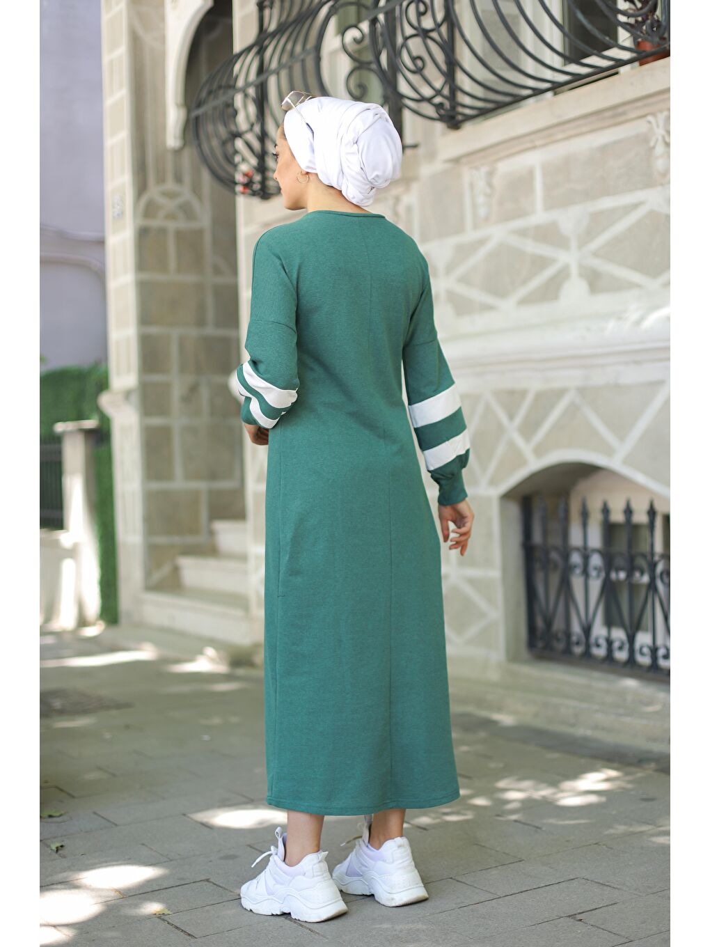 Bisiklet Yaka Kadın Yeşil Elbıse - 4134-4