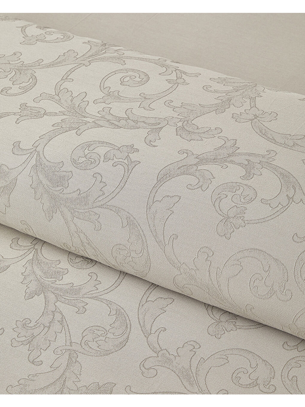 Bej Royal Scroll Jakarlı Pamuk Saten Çift Kişilik Nevresim Takımı 200x220 cm Taş Rengi-2