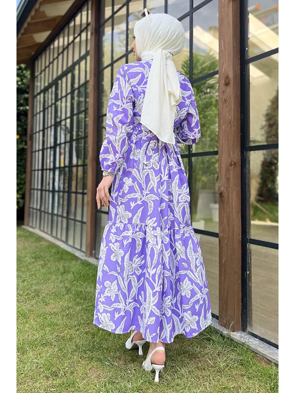 Gömlek Yaka Kadın Lila Elbise - 11693-5