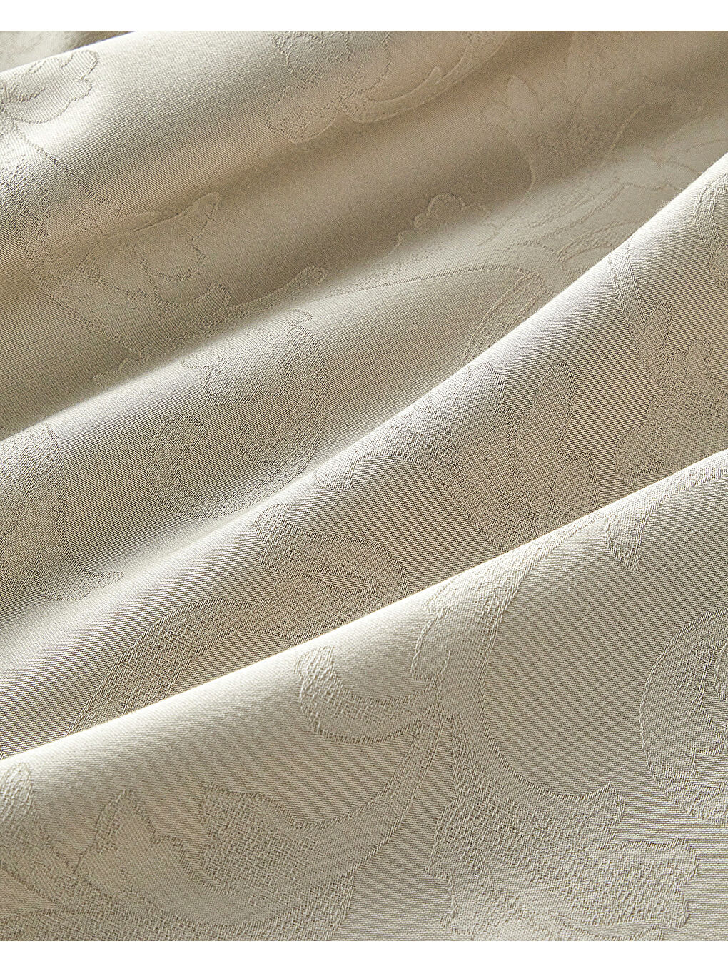 Bej Royal Scroll Jakarlı Pamuk Saten Çift Kişilik Nevresim Takımı 200x220 cm Taş Rengi-4