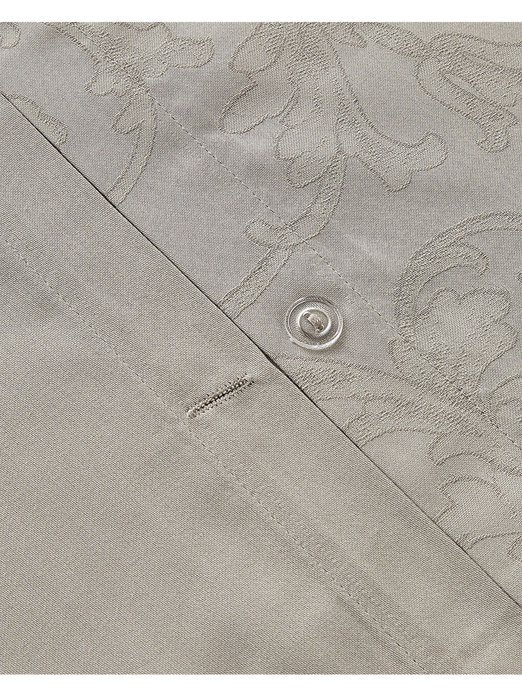 Bej Royal Scroll Jakarlı Pamuk Saten Çift Kişilik Nevresim Takımı 200x220 cm Taş Rengi-5