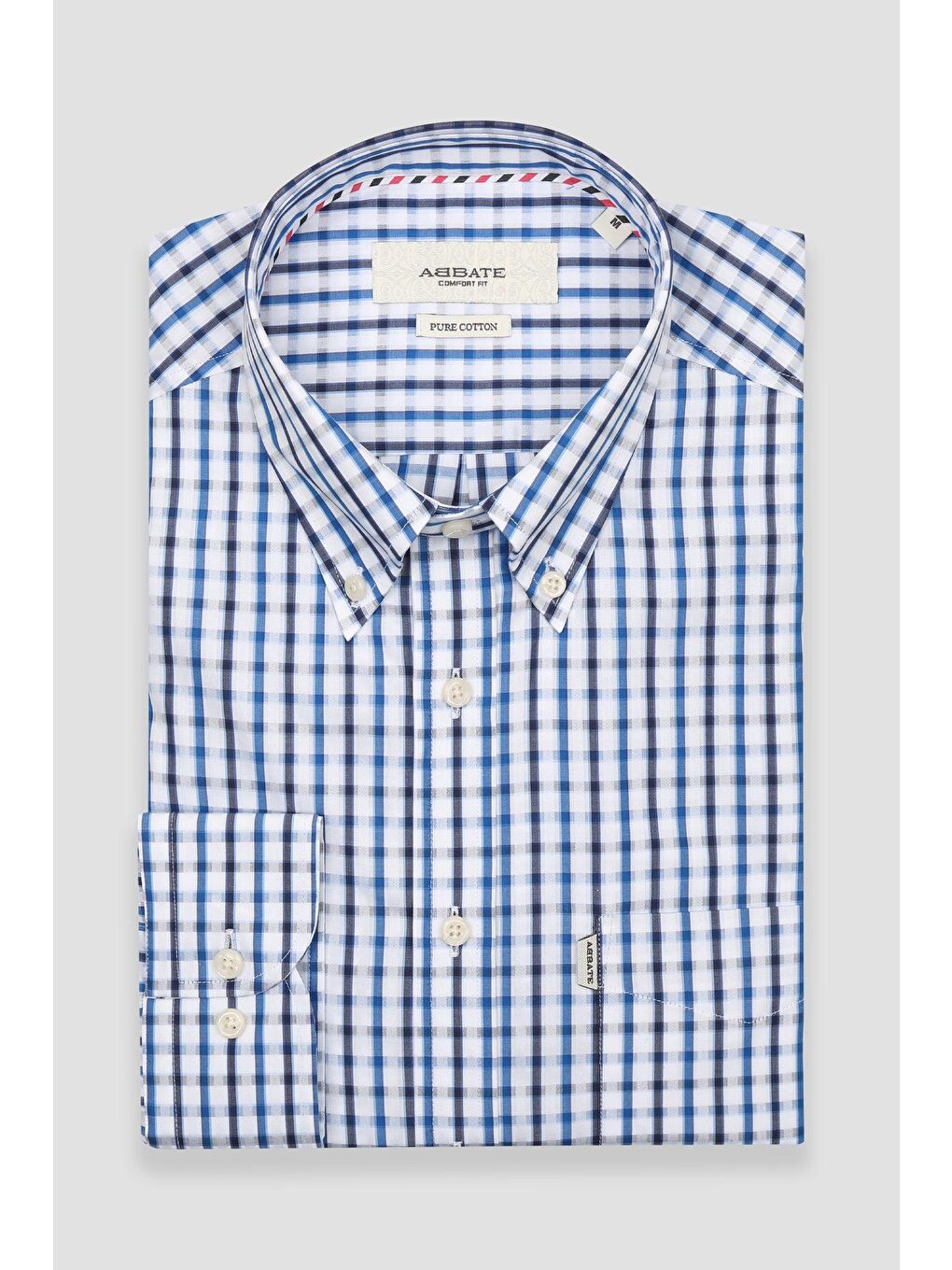 Aldo Armür Pamuklu Comfort Fit Açık Mavi Düğmeli Yaka Erkek Kareli %100 Pamuk Gömlek-4