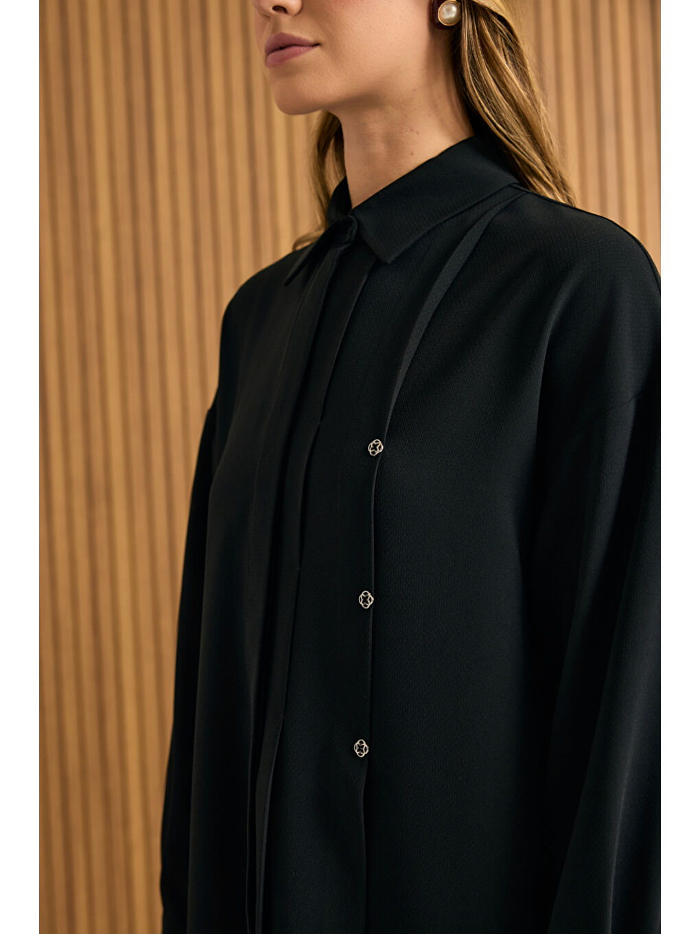 Siyah Koza Logo Detaylı Tunik-4