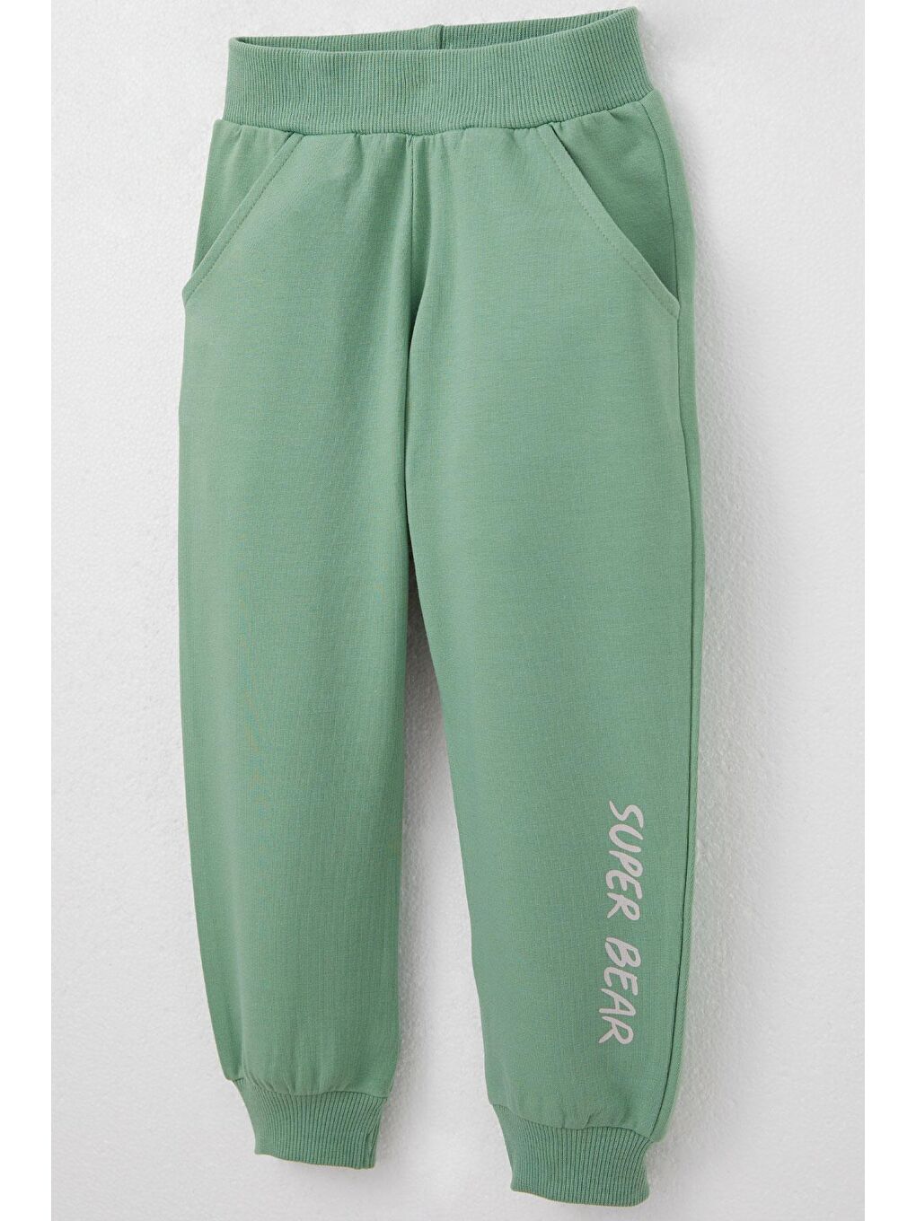 Erkek Çocuk Eşofman Takım Şanslı Ayıcık Baskılı Yazı Nakışlı Bej Melanj (1-4 Yaş)-6