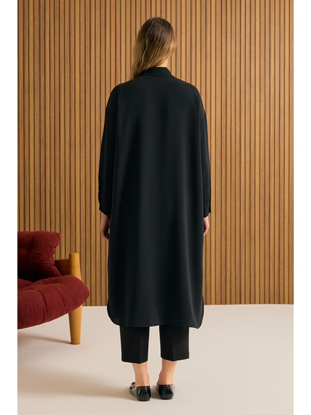 Siyah Koza Logo Detaylı Tunik-5