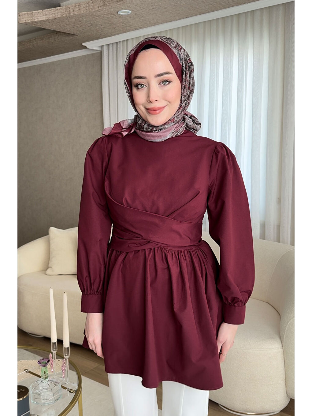 Locco Moda Kadın Önden Bağlamalı Bluz Bordo