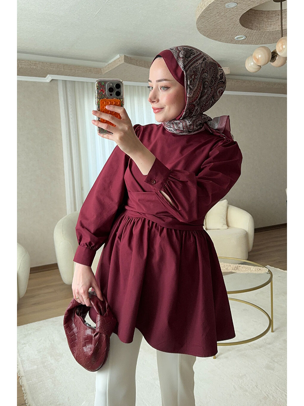 Locco Moda Kadın Önden Bağlamalı Bluz Bordo - 1