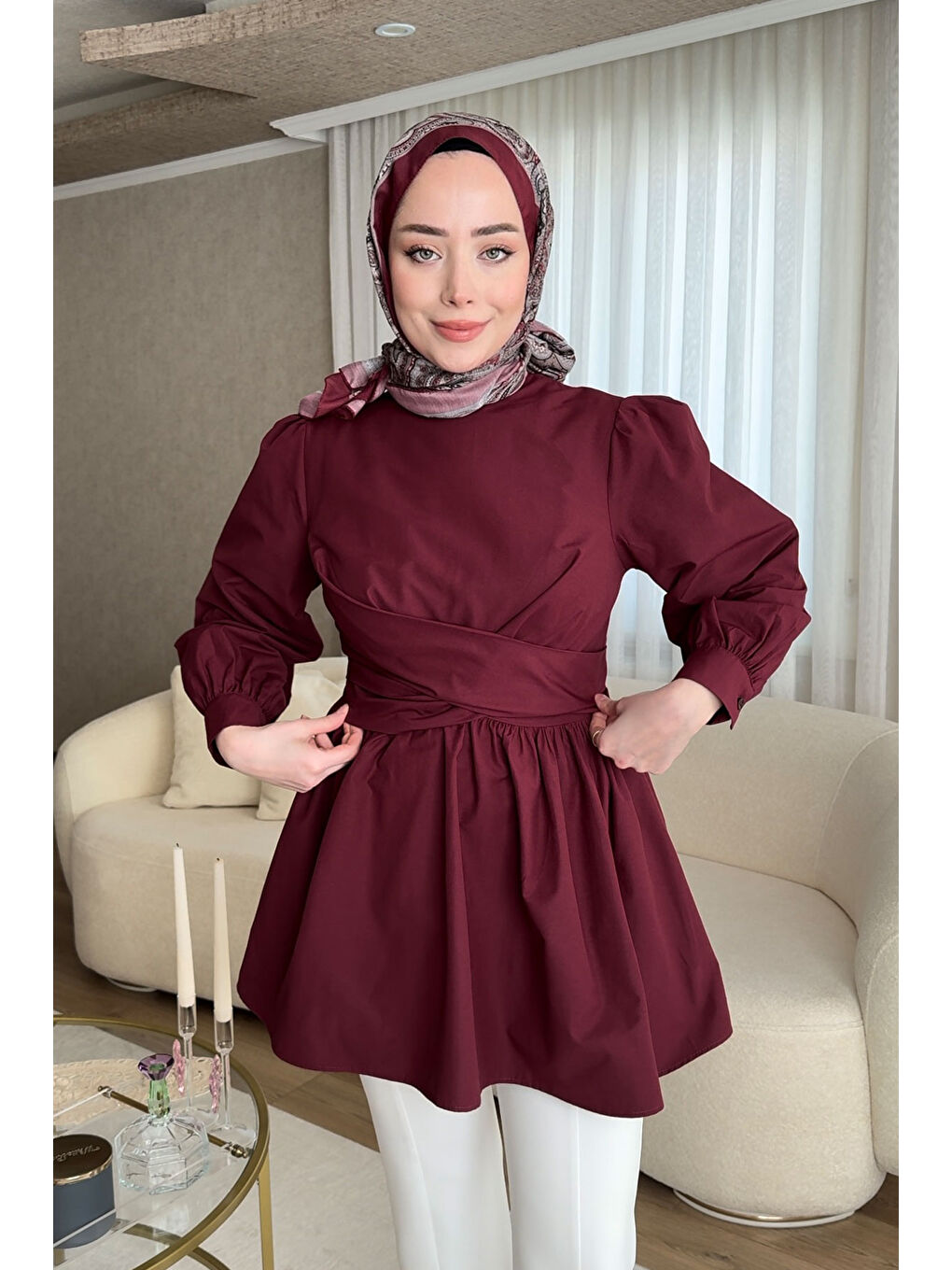 Locco Moda Kadın Önden Bağlamalı Bluz Bordo - 2