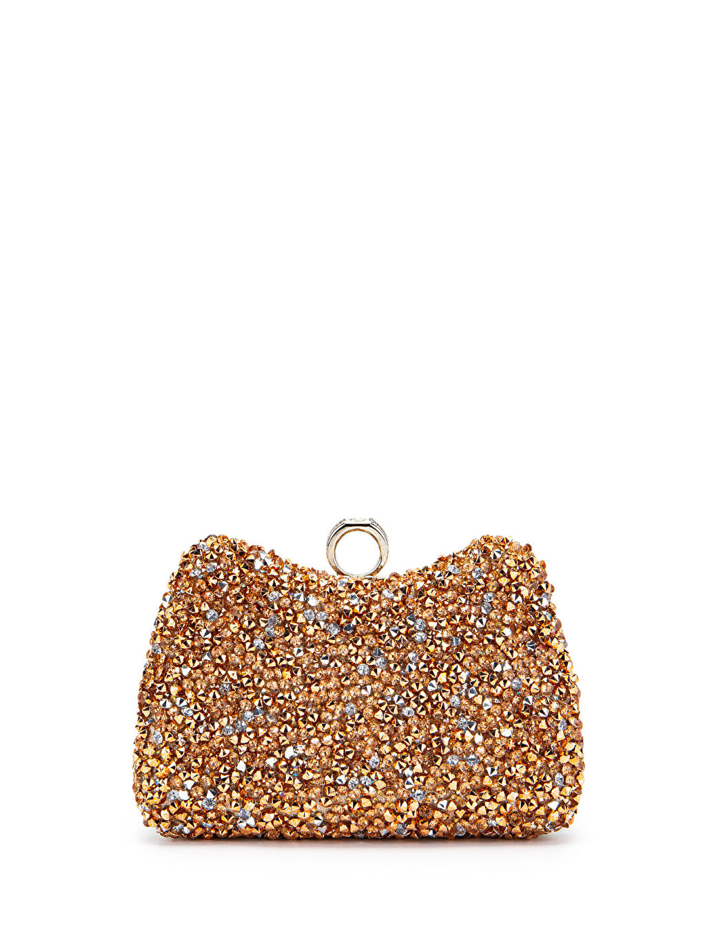 Turuncu Yüzük Detaylı Taşlı Amanda Abiye El Çantası Rose-5