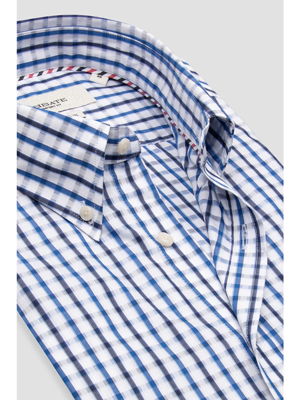 Aldo Armür Pamuklu Comfort Fit Açık Mavi Düğmeli Yaka Erkek Kareli %100 Pamuk Gömlek-5