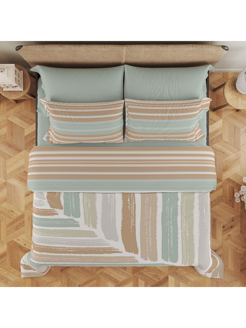 Karışık Baskılı,Desenli Çift Kişilik Nevresim Takımı (ÇARŞAFSIZ) 200x220 cm