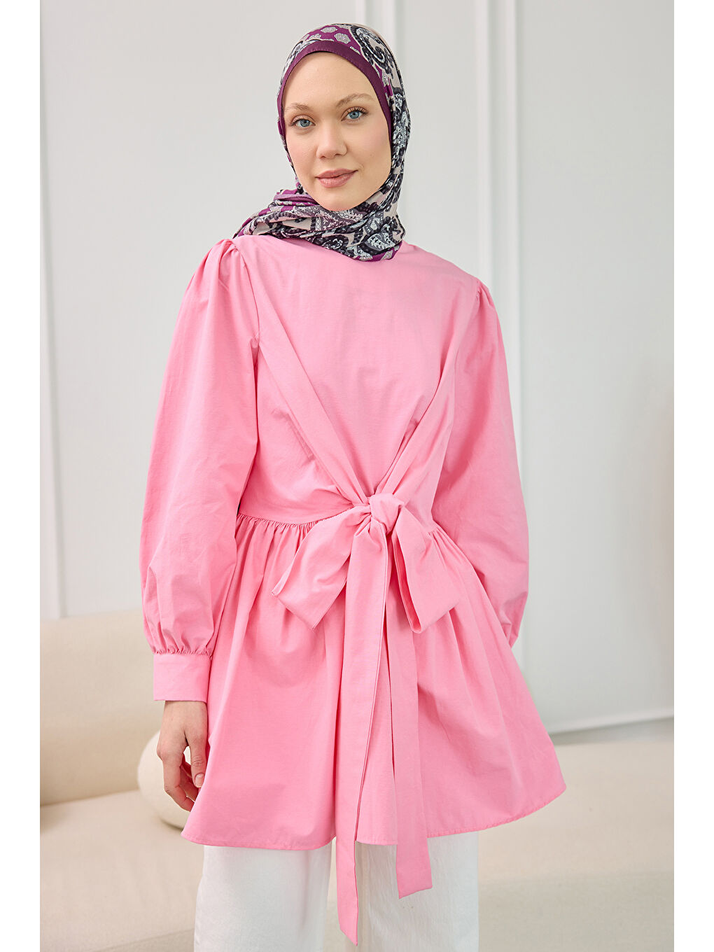 Locco Moda Kadın Önden Bağlamalı Bluz Pembe