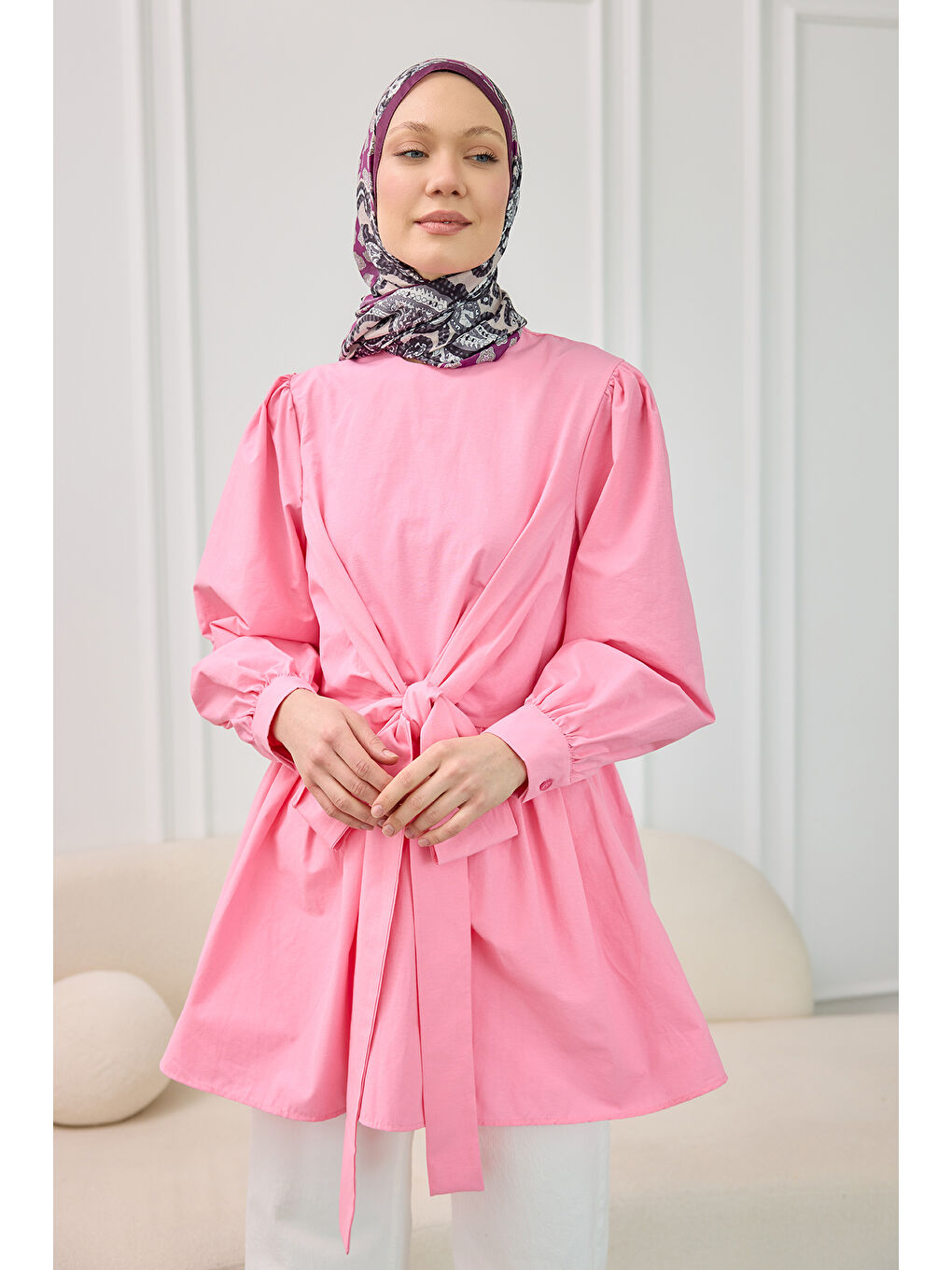 Locco Moda Kadın Önden Bağlamalı Bluz Pembe - 1