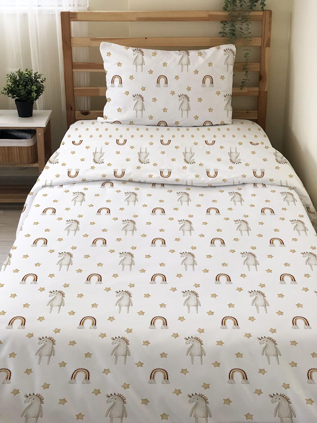 Karışık Çift Taraflı Hayvan Desenli Çarşafsız Takım Tek Kişilik Nevresim Takımı 160x220 Cm