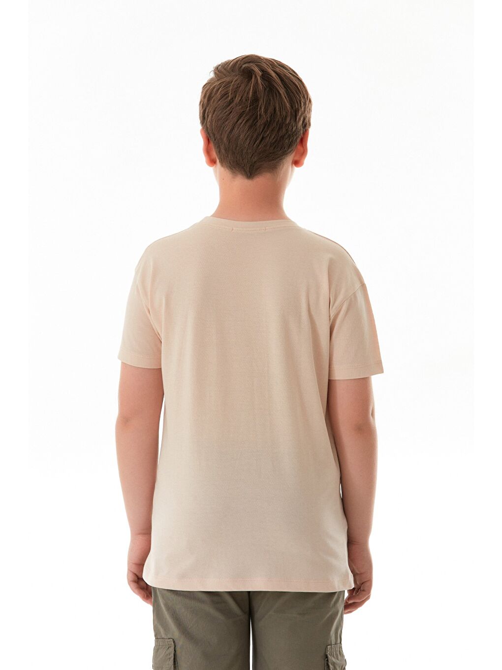 Bej %100 Pamuk Uzay Baskılı Erkek Çocuk Tişört-3