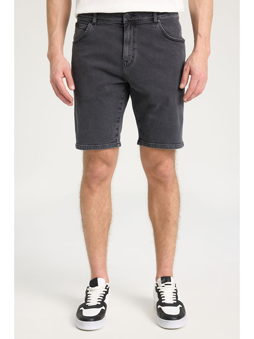 Gri Texas Regular Fit Normal Kesim Normal Bel Esnek Jean Şort-3