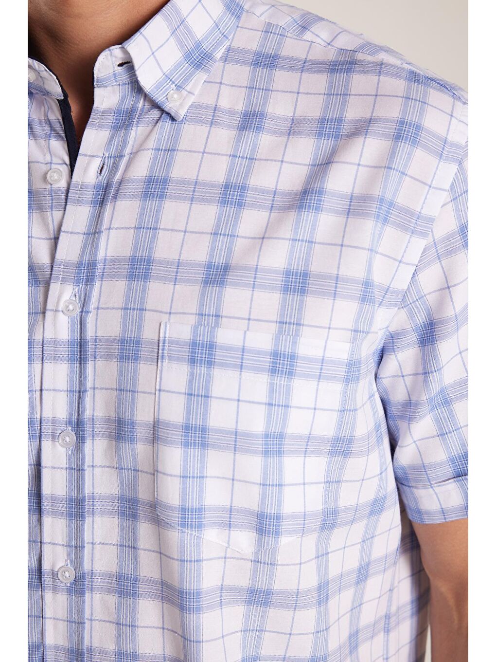 Karışık Erkek Regular Fit Klasik Kesim Pamuklu Tek Cepli Ekoseli Düğmeli Yaka Gömlek-2