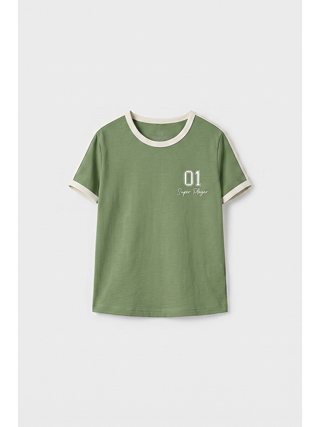 Yeşil Kaktüs Omuz Biye Detaylı Baskılı Kız Çocuk T-shirt - 75181
