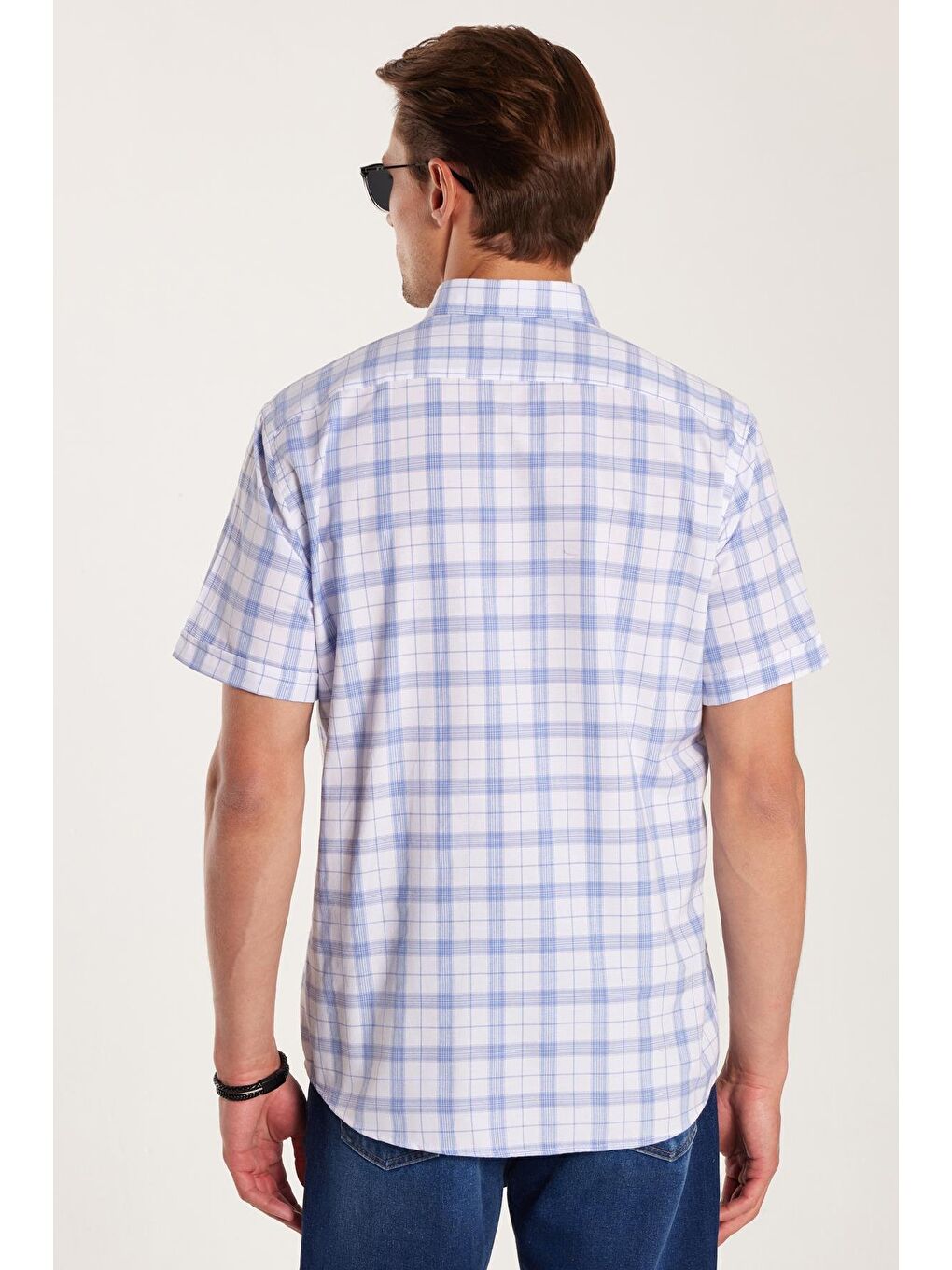 Karışık Erkek Regular Fit Klasik Kesim Pamuklu Tek Cepli Ekoseli Düğmeli Yaka Gömlek-4