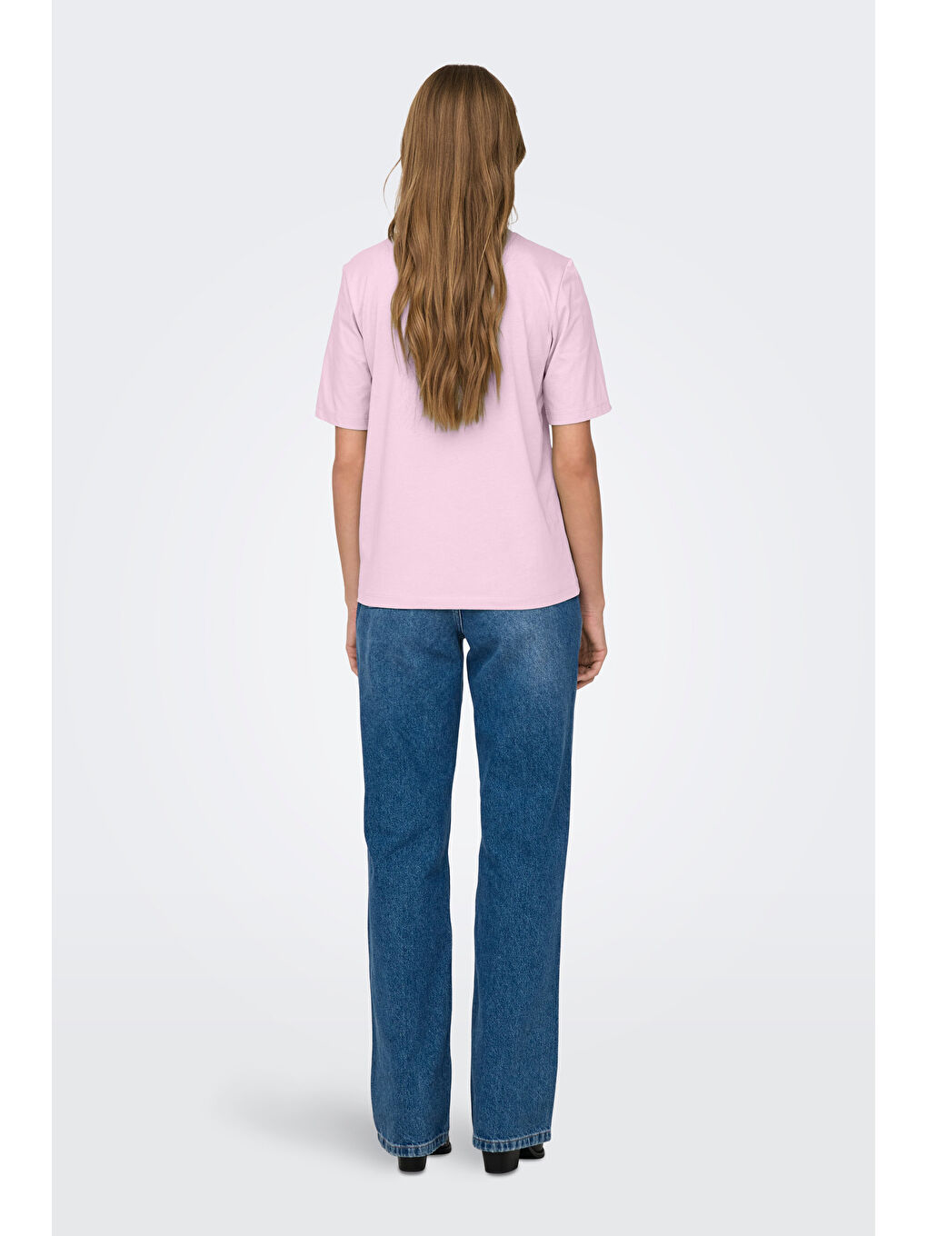 Pembe Onlonly % 100 Pamuk Regular Fit Bisiklet Yaka Kadın T Shirt 15270390-1