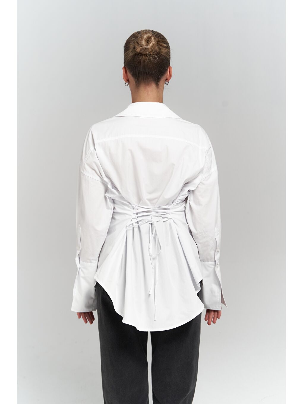 Novers İp Detay Beyaz Gömlek-3