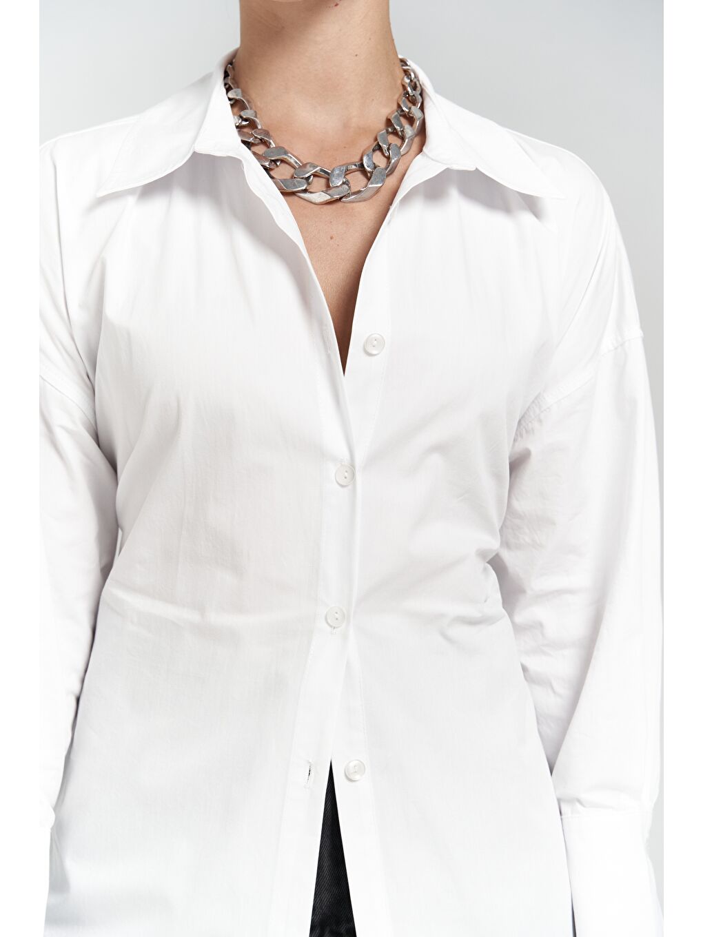 Novers İp Detay Beyaz Gömlek-4