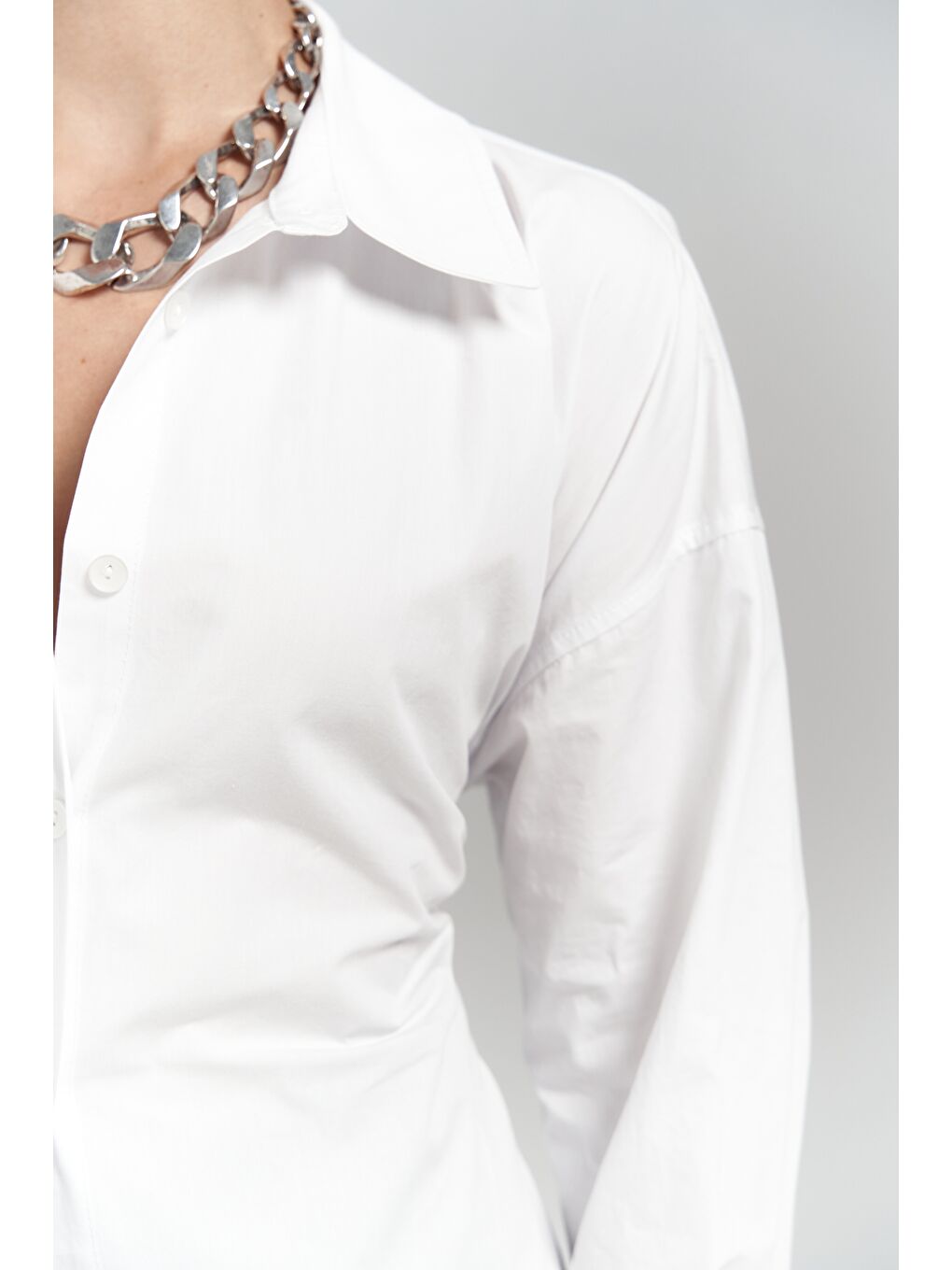 Novers İp Detay Beyaz Gömlek-5