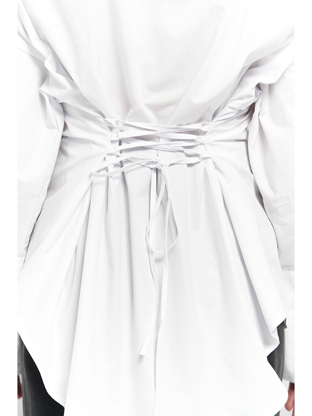 Novers İp Detay Beyaz Gömlek-6