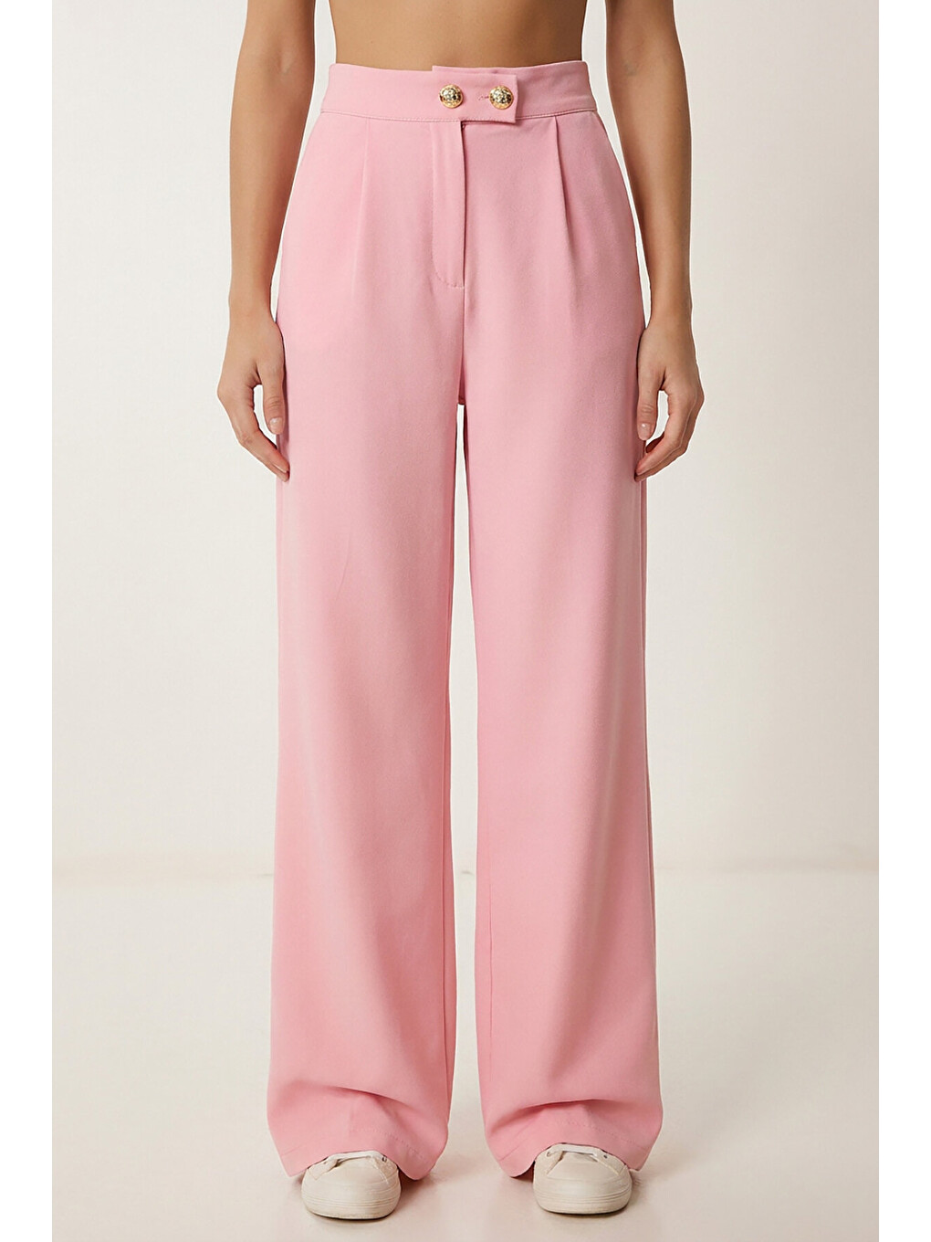 Pembe Gold Düğmeli Dokuma Yelek-Pantolon Takım PEMBE LAZ0004-4