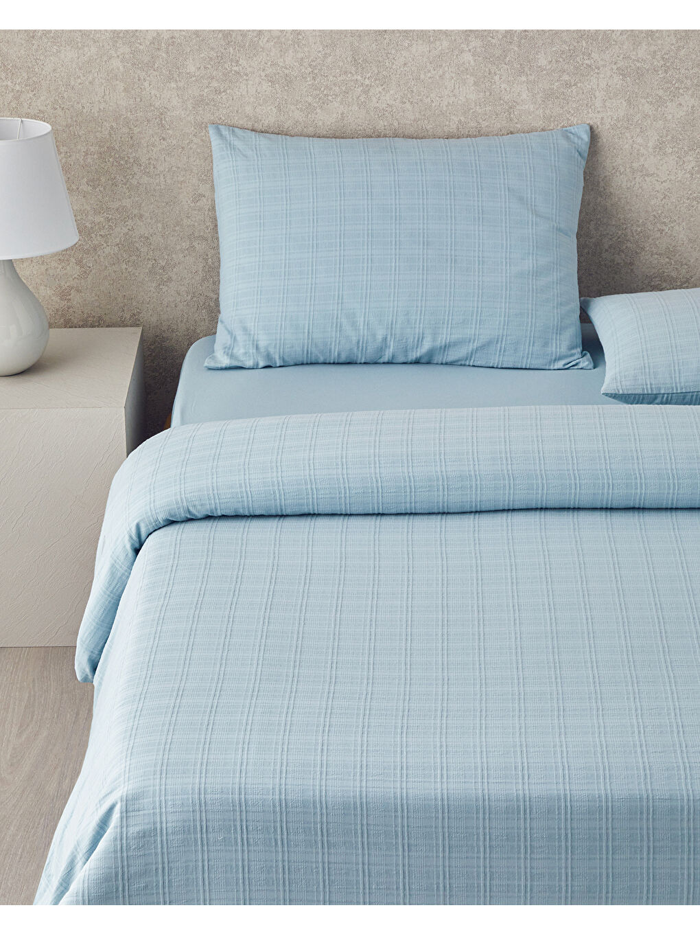 Breezy Escape Pamuk Ekose Çift Kişilik Nevresim Takımı 200x220 cm Mavi-1