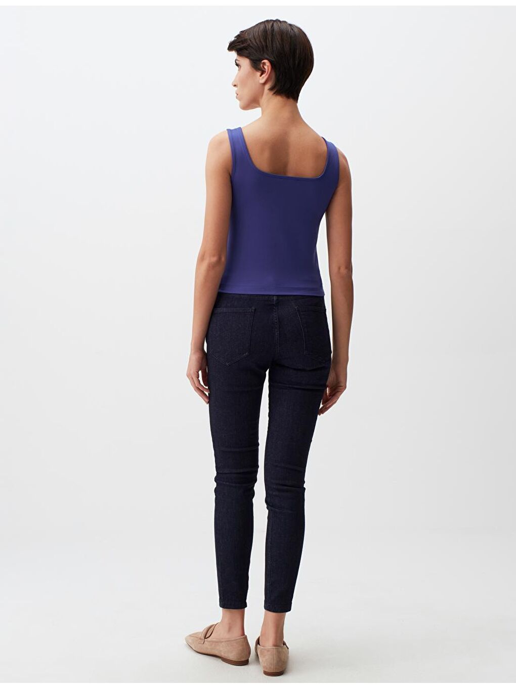 Mavi Kobalt Kare Yaka Kolsuz Basic Atlet-1