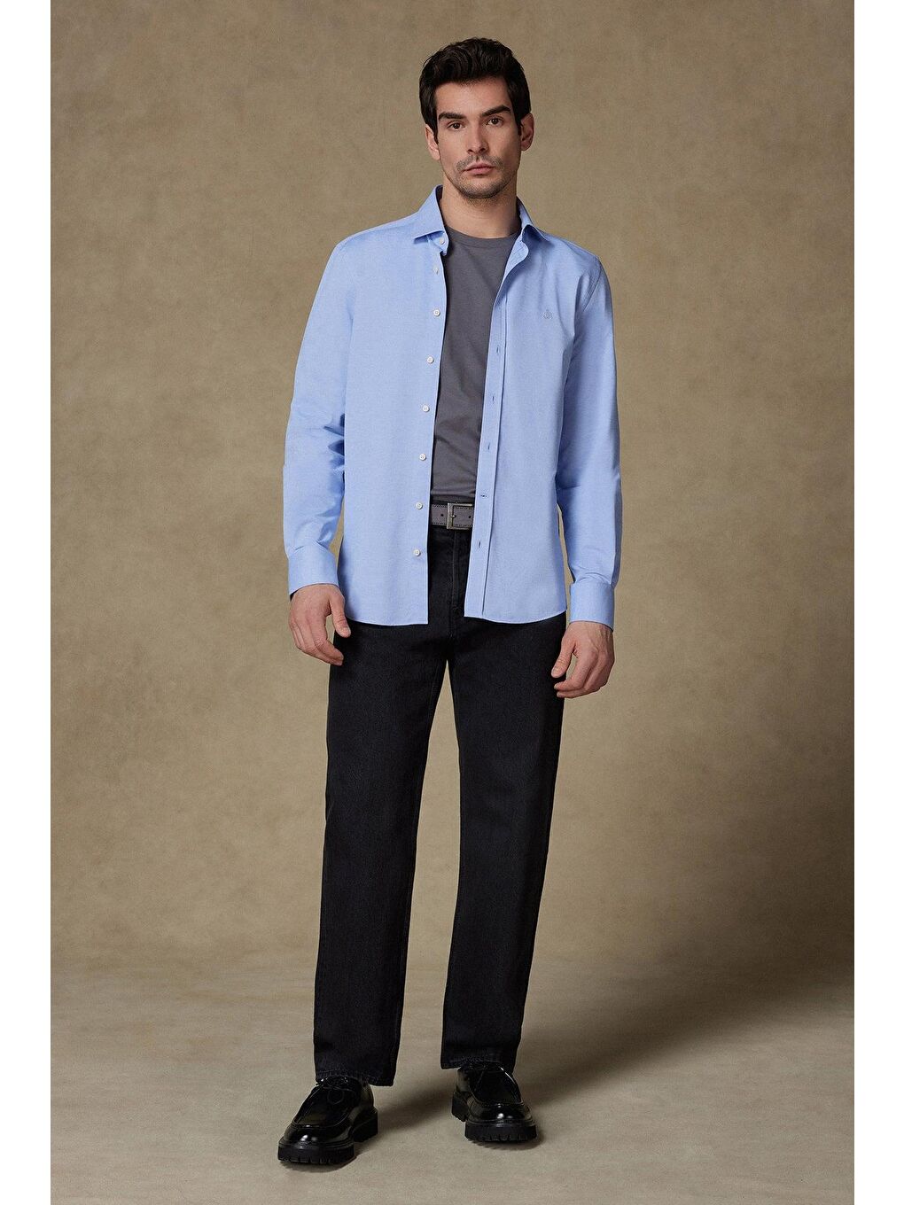 Rico Jersey Pamuk Karışımlı Comfort Fit Açık Mavi Klasik Yaka Erkek Düz Gömlek-2