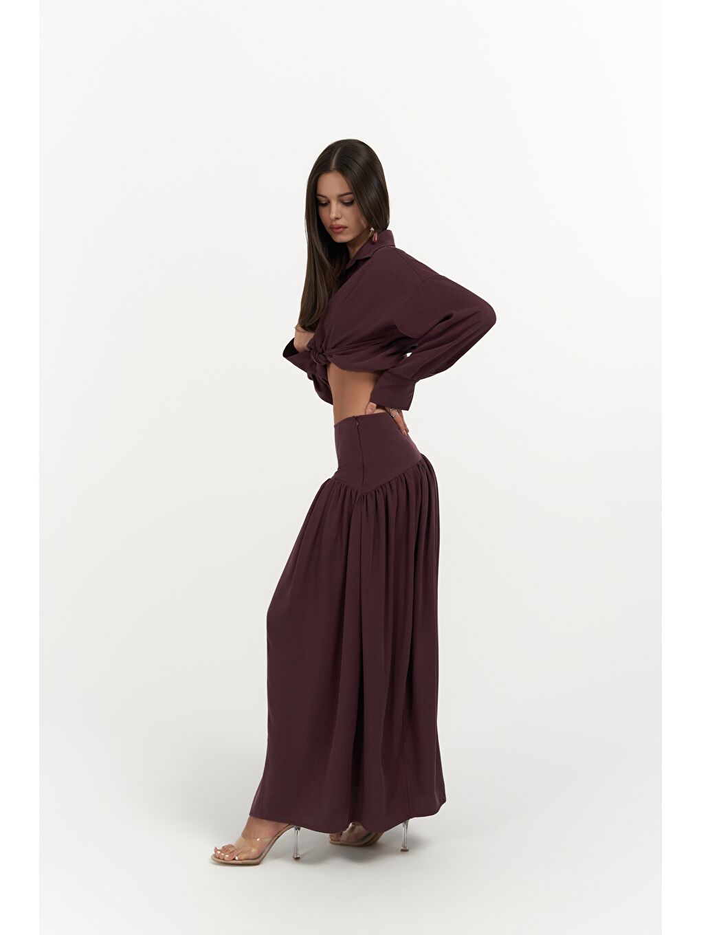 Ginevra Bordo Gömlek Etek Takım-6