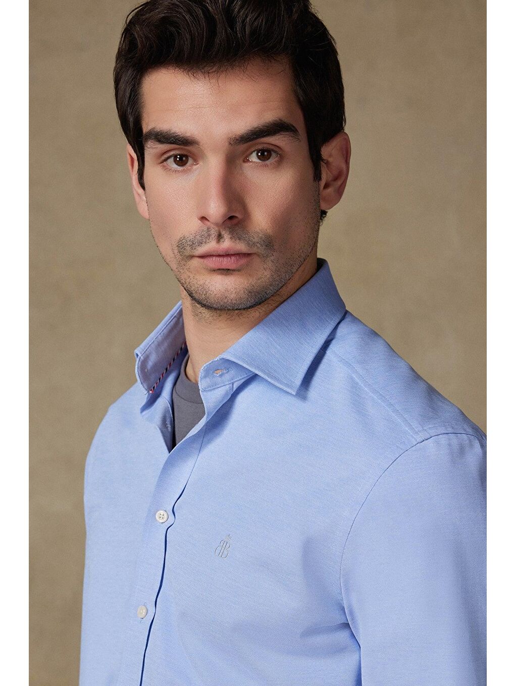 Rico Jersey Pamuk Karışımlı Comfort Fit Açık Mavi Klasik Yaka Erkek Düz Gömlek-3