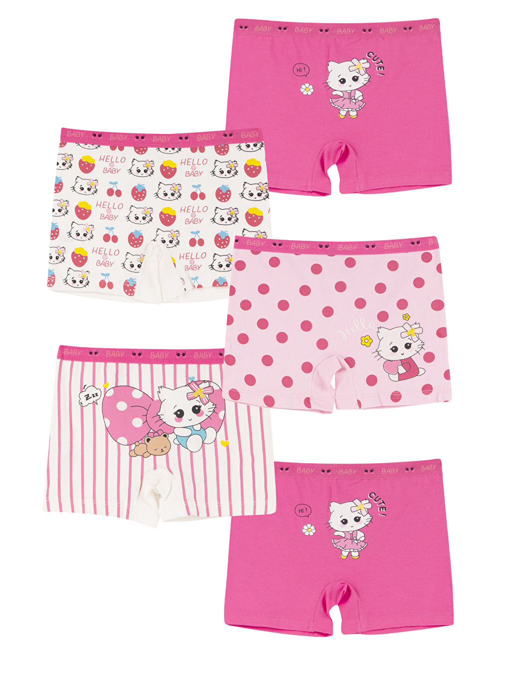 Fuşya Kız Çocuk Pembe Pamuklu Boxer 5 li Paket