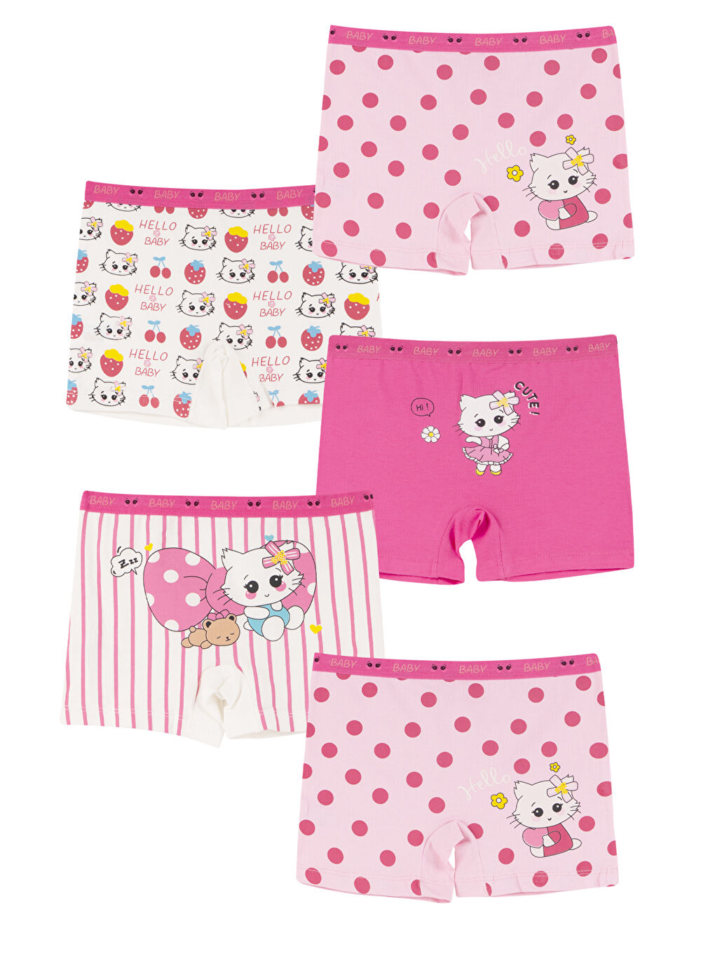 Fuşya Kız Çocuk Pembe Pamuklu Boxer 5 li Paket-1