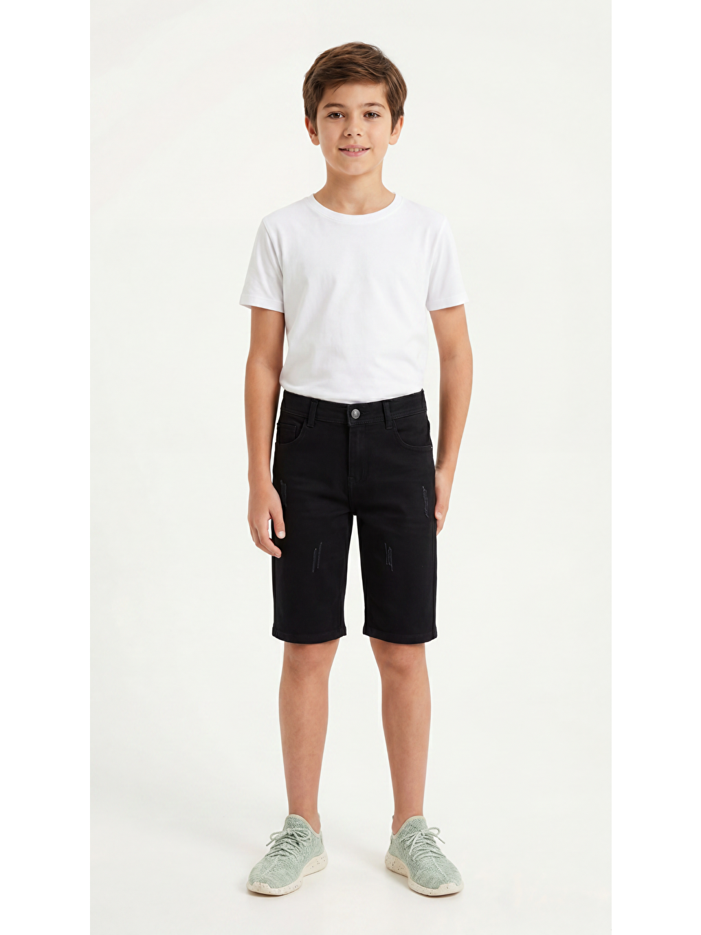 Siyah Basic Erkek Çocuk Jean Şort