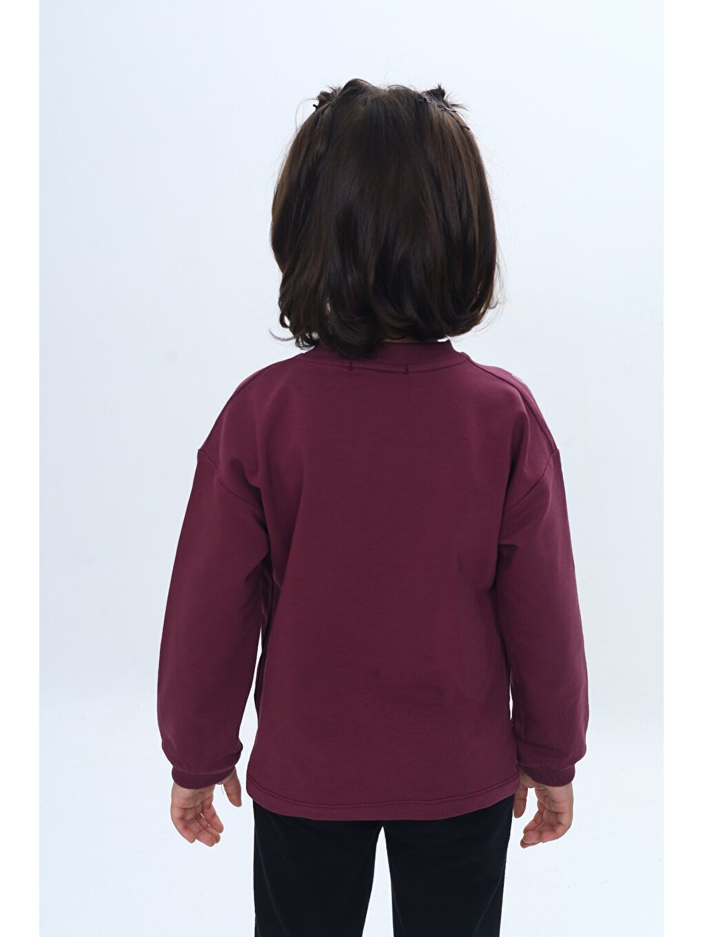 Mor Kız Çocuk Fiyonk Kabaran Baskılı Sweatshirt-3