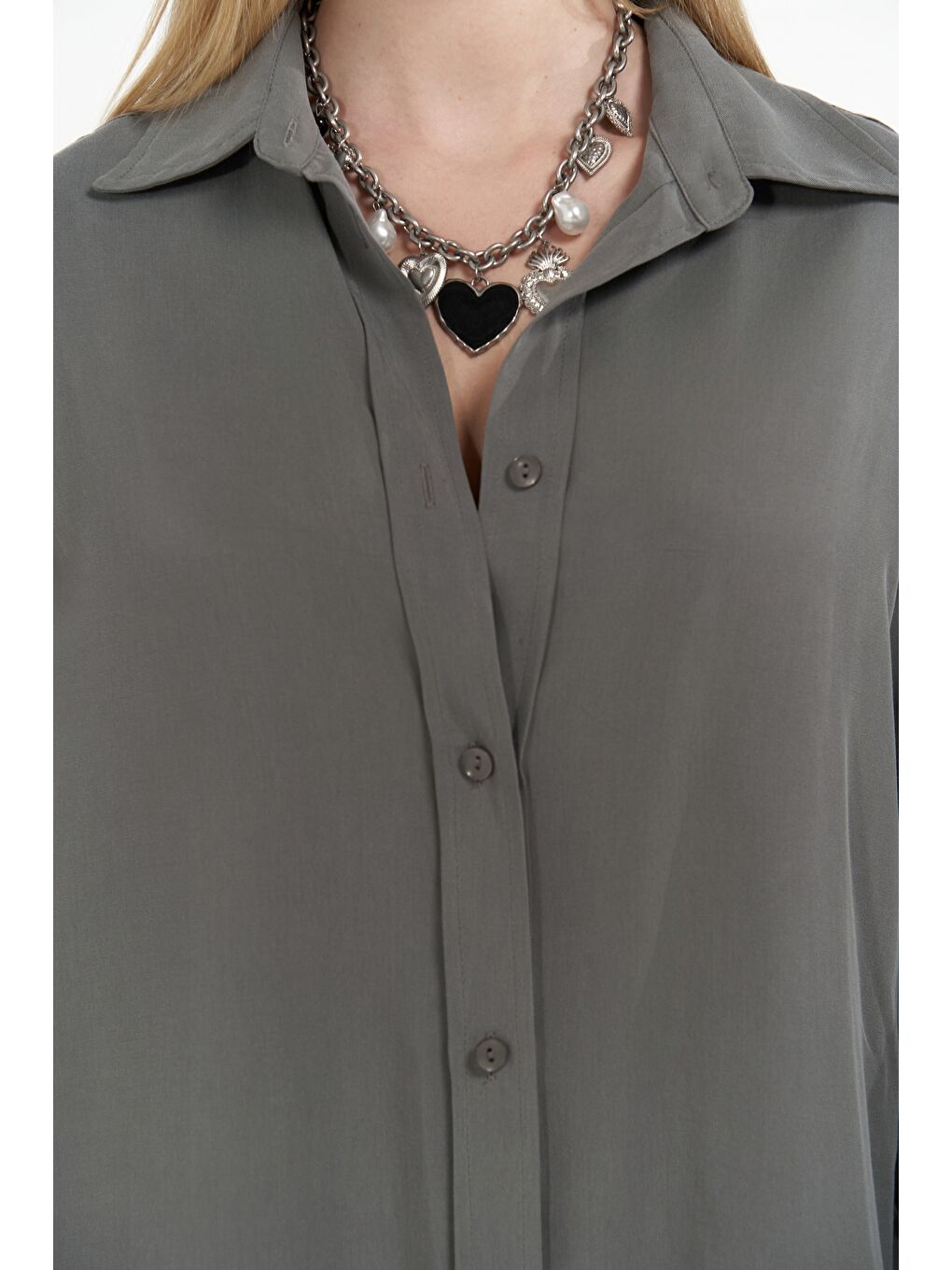 Ginevra Gri Gömlek Etek Takım-7