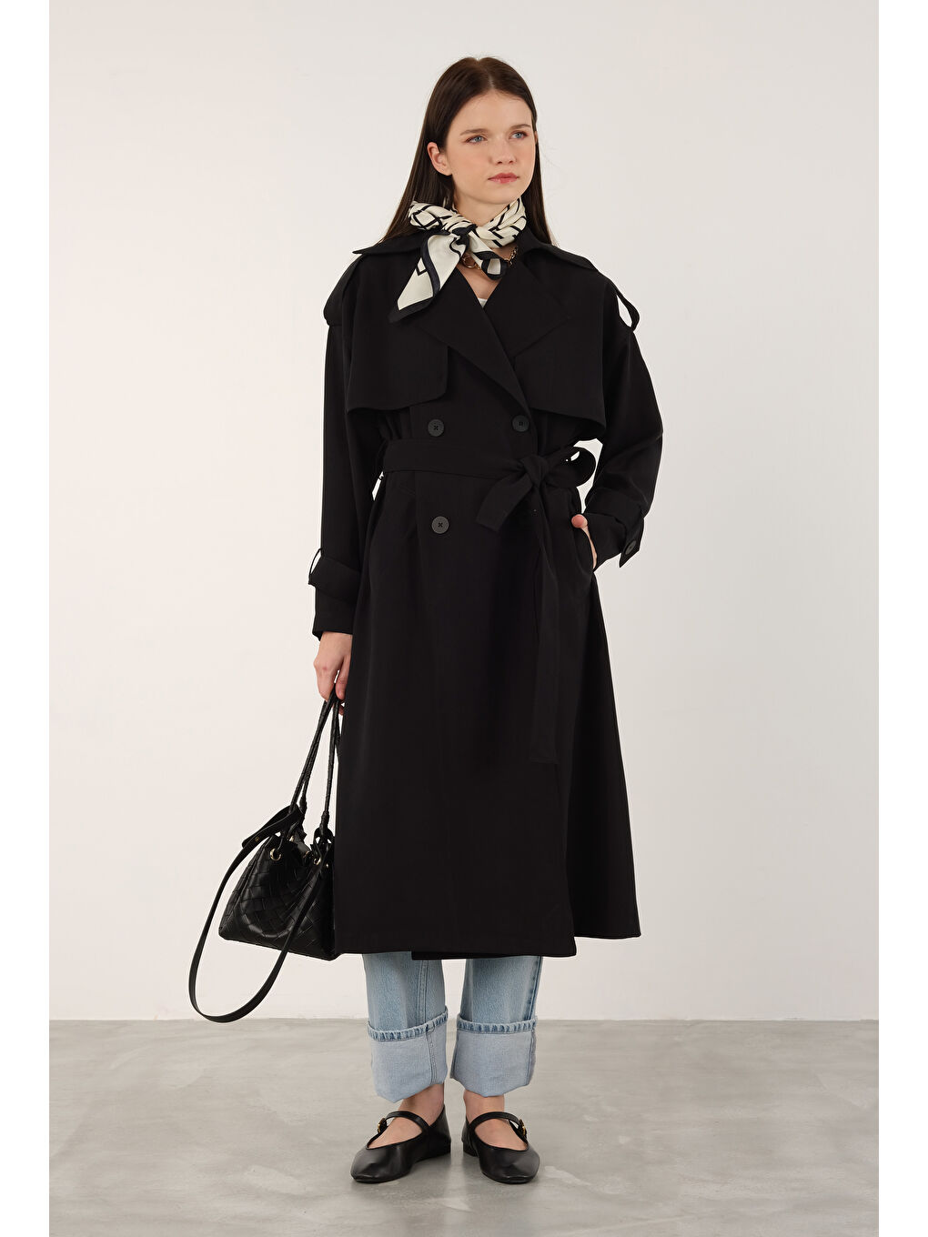 Trençkot Siyah