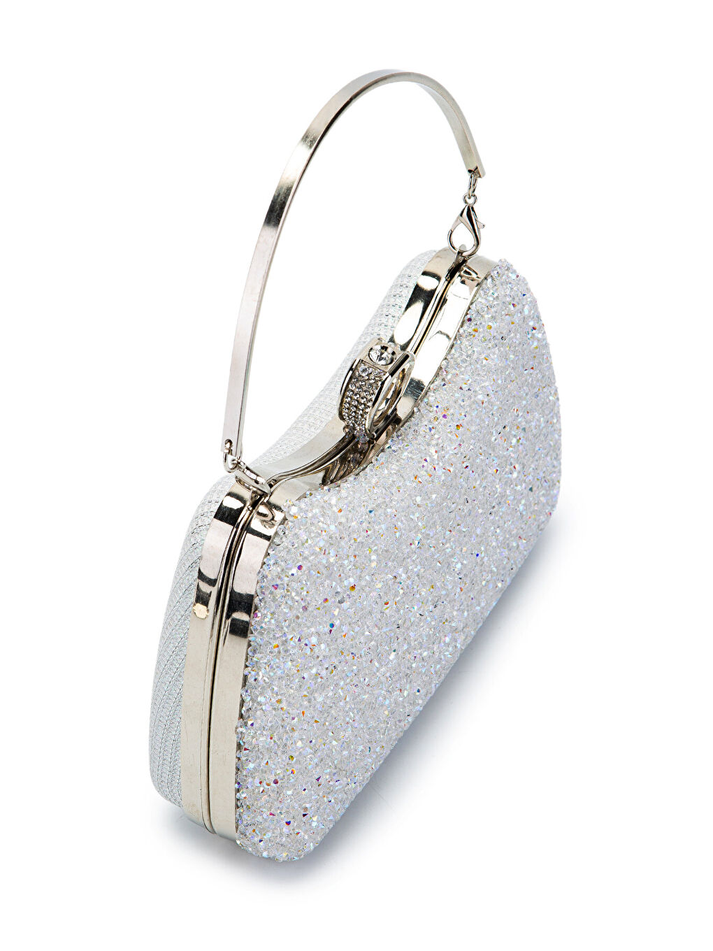 Yüzük Detaylı Taşlı Amanda Abiye El Çantası Beyaz-4