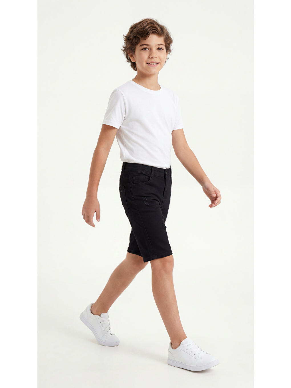 Siyah Basic Erkek Çocuk Jean Şort-2