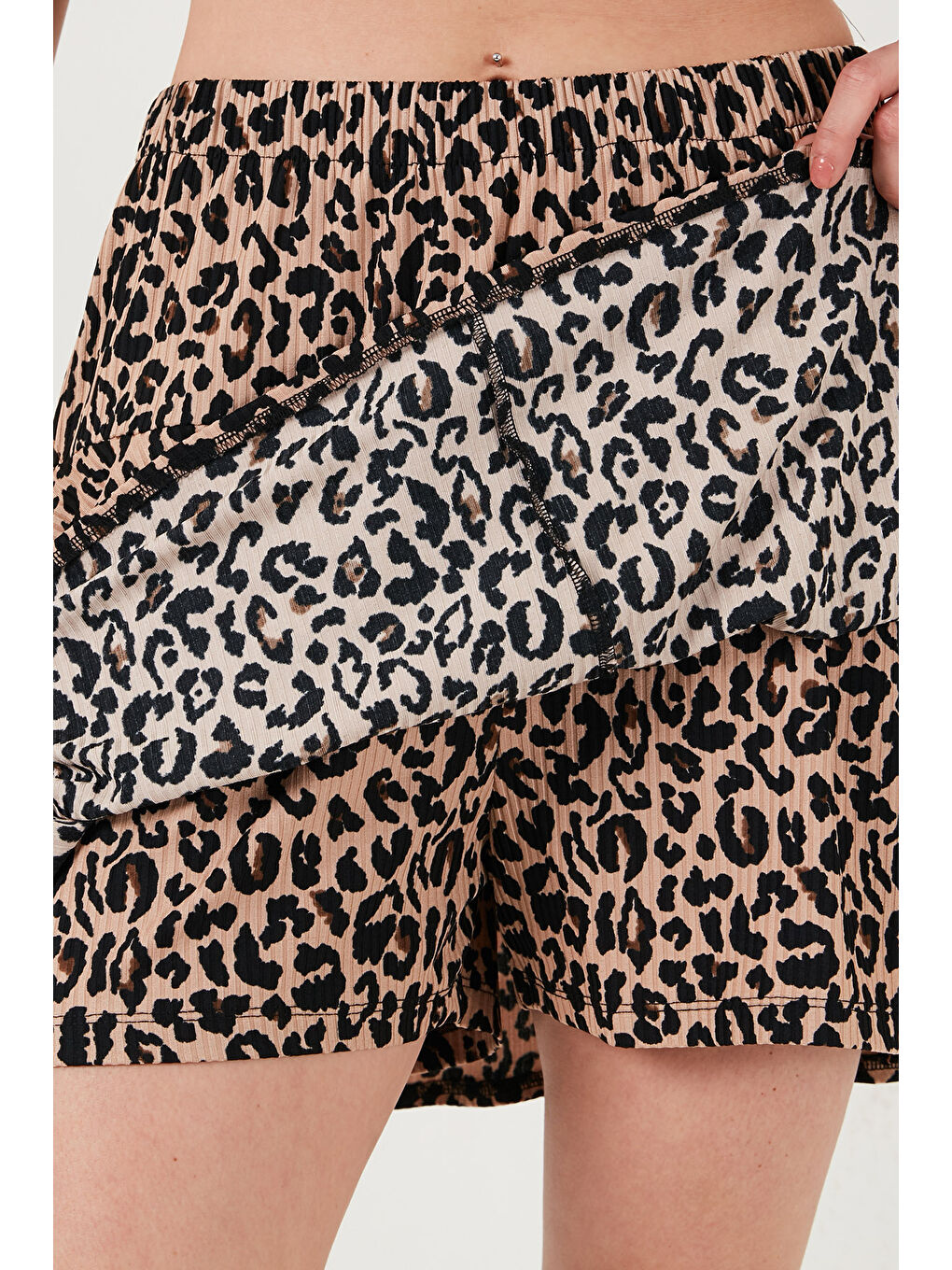 Mavi Desenli Beli Lastikli Slim Fit Mini 2'li Paket Kadın Şort Etek 5864024S2-5