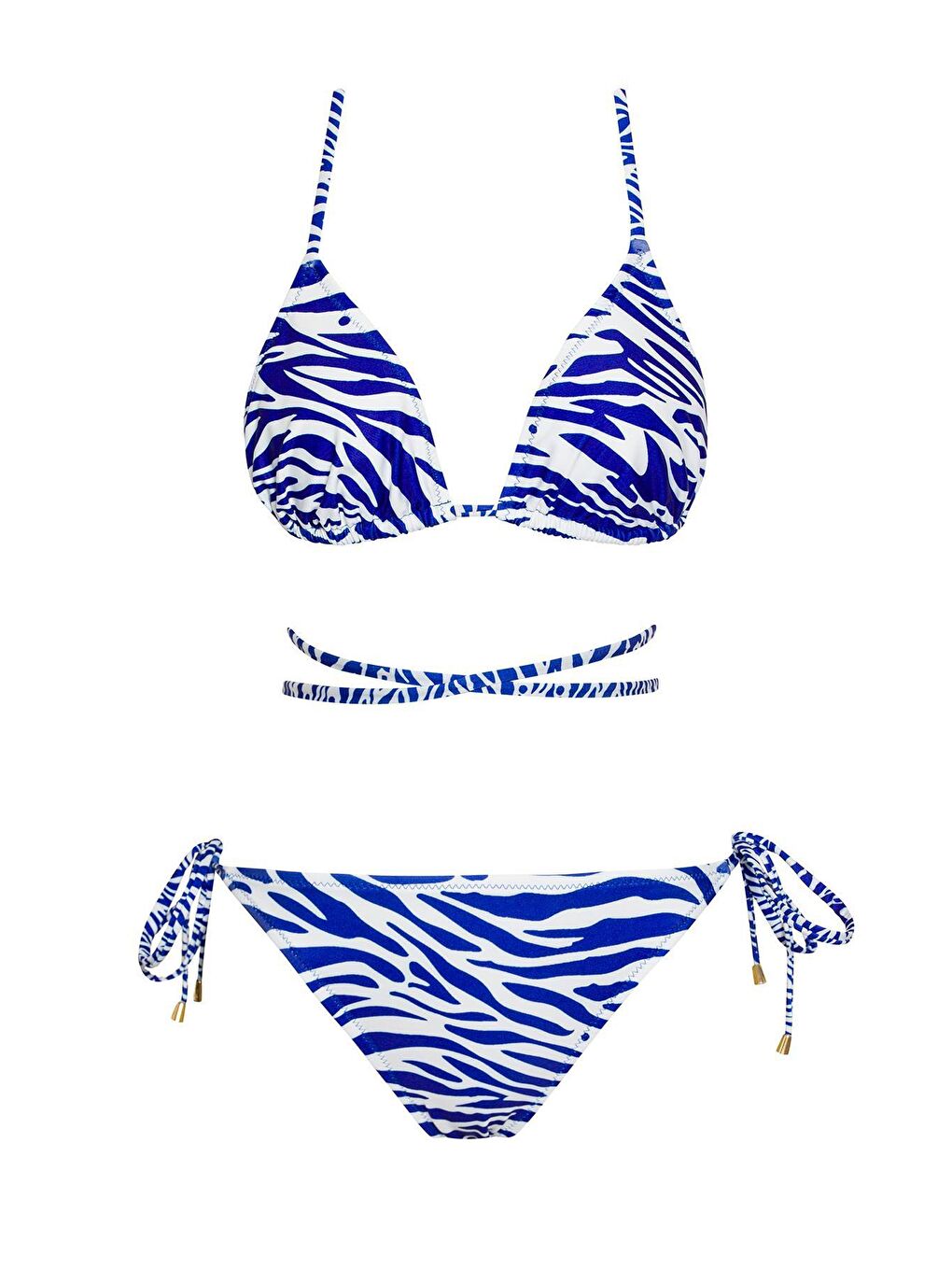 Mavi Brezilya Üçgen İpli Bikini Takım 2