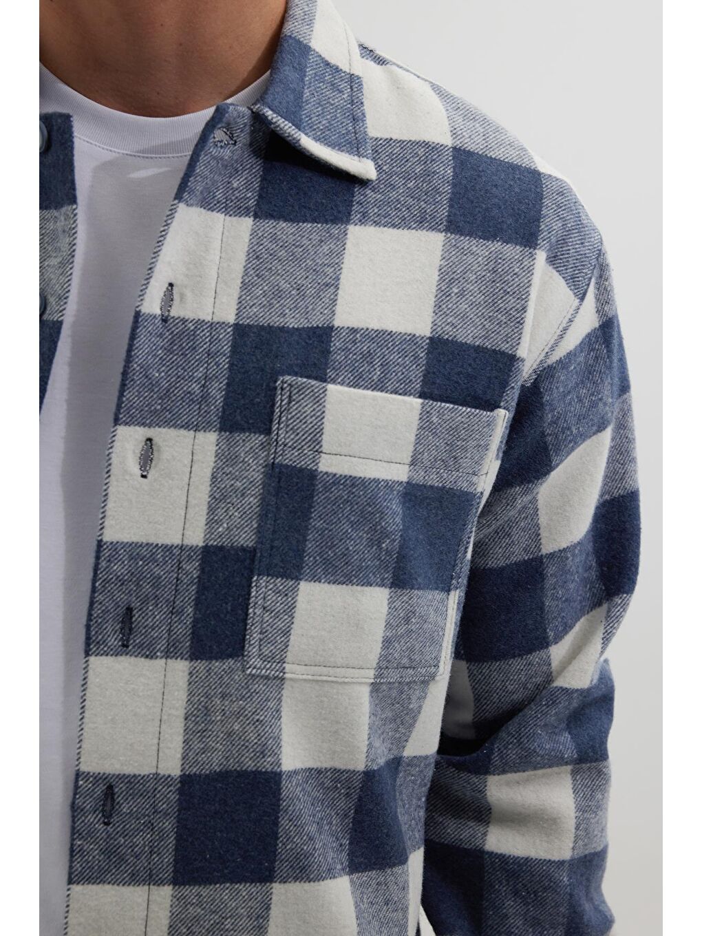 Karışık Erkek Relax Fit Rahat Kesim Uzun Kollu Cepli Dama Desen Kareli Apaş Yaka Kışlık Oduncu Gömlek-2