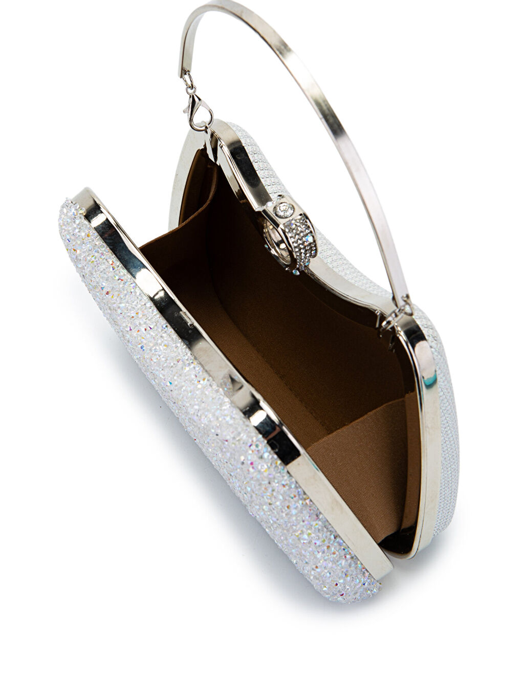 Yüzük Detaylı Taşlı Amanda Abiye El Çantası Beyaz-5