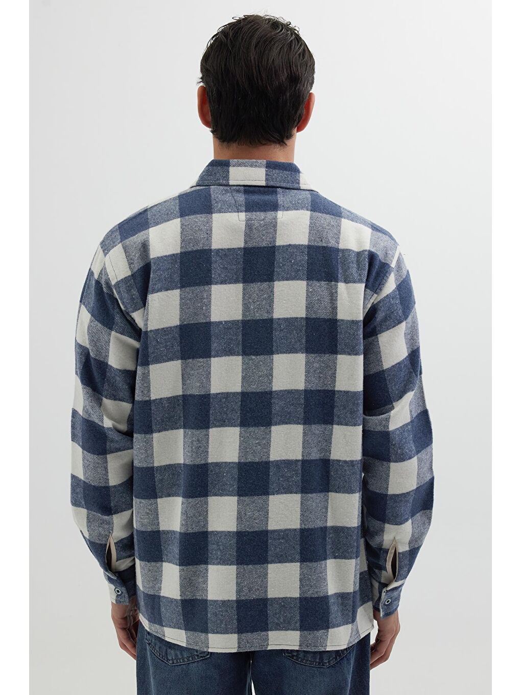 Karışık Erkek Relax Fit Rahat Kesim Uzun Kollu Cepli Dama Desen Kareli Apaş Yaka Kışlık Oduncu Gömlek-6