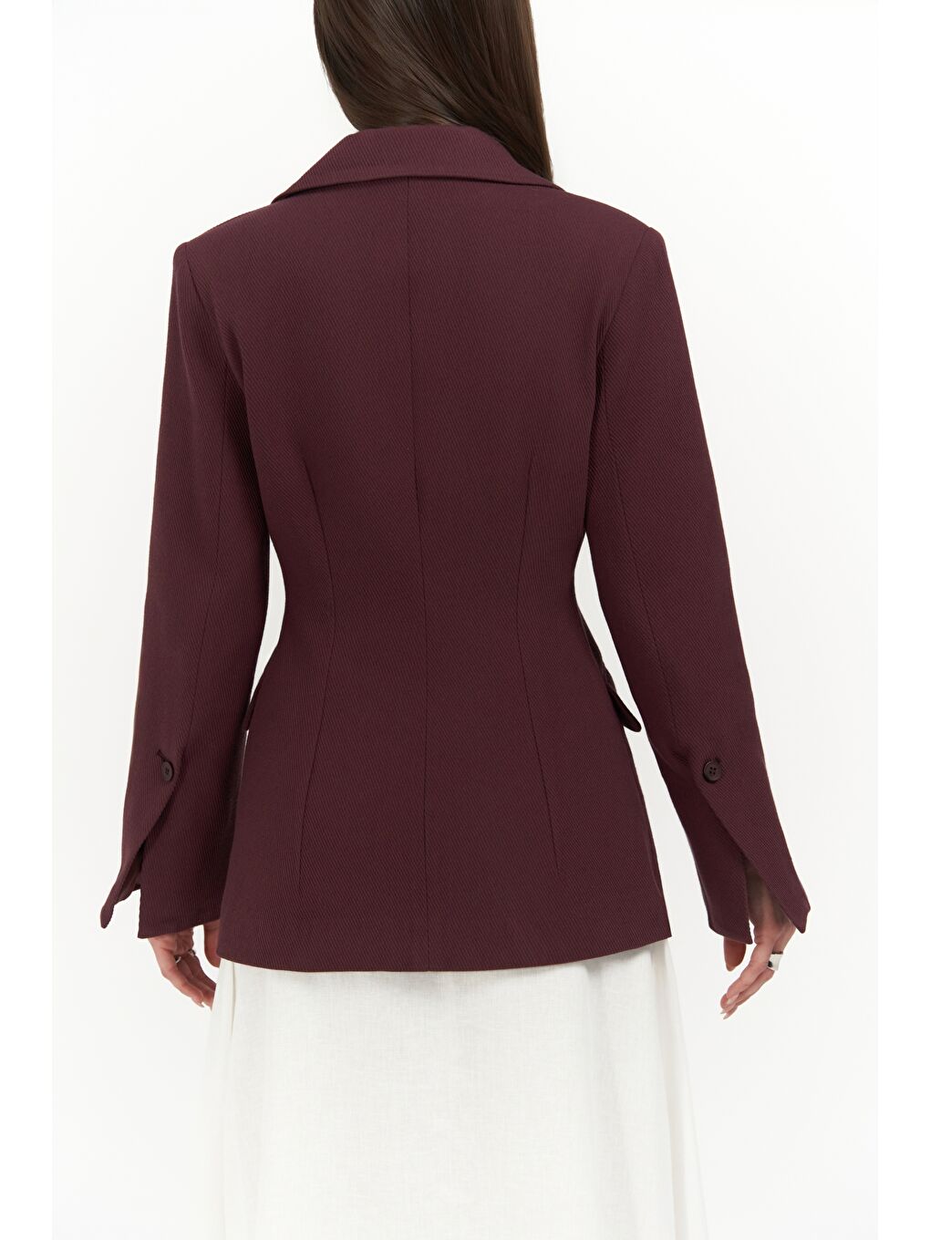 Anisah Belden Oturmalı Bordo Blazer-3