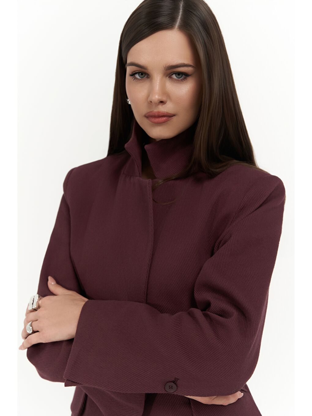 Anisah Belden Oturmalı Bordo Blazer-4